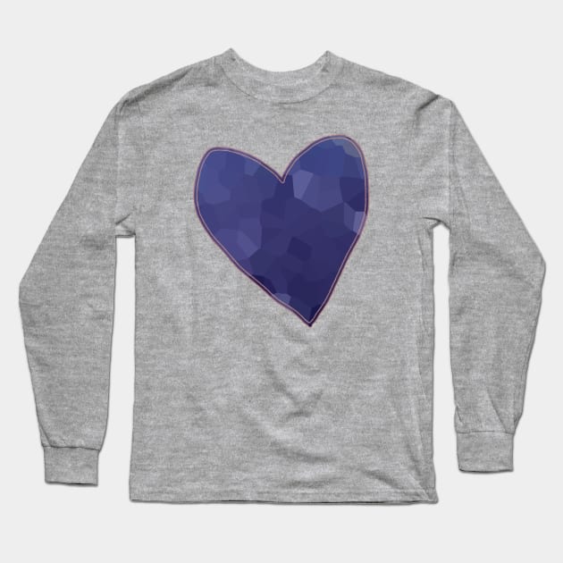 Blue Mosaic Heart Long Sleeve T-Shirt by ellenhenryart